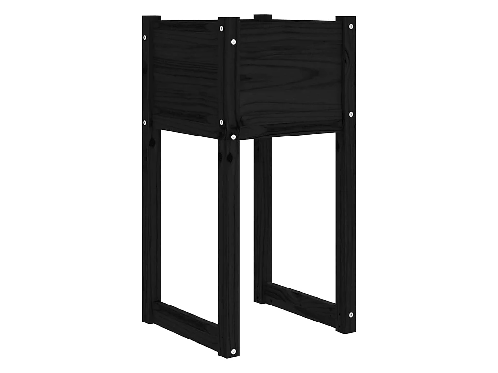 Plantenbakken 2 st 40x40x81 cm massief grenenhout zwart NL732341