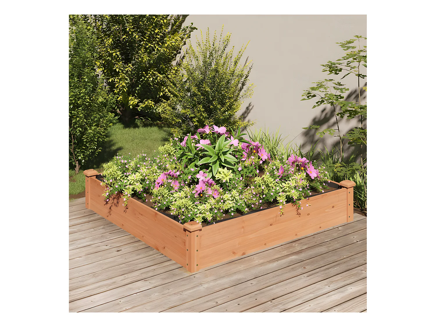 Canteiro elevado c/ forro 120x120x25 cm abeto maciço castanho PT961535