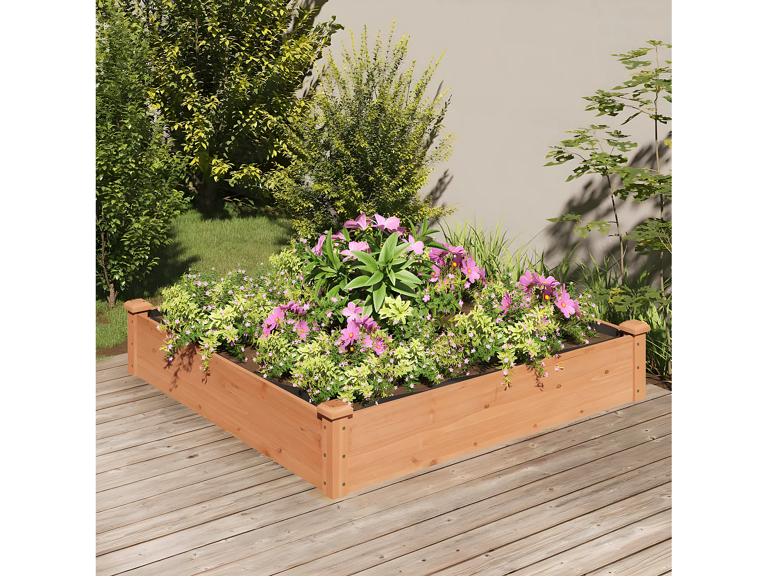 Canteiro elevado c/ forro 120x120x25 cm abeto maciço castanho PT961535