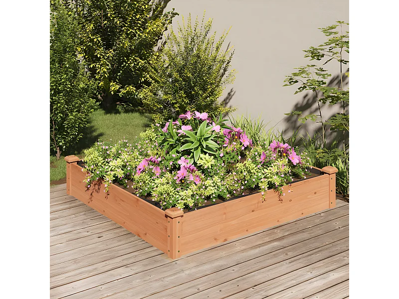 Canteiro elevado c/ forro 120x120x25 cm abeto maciço castanho PT961535