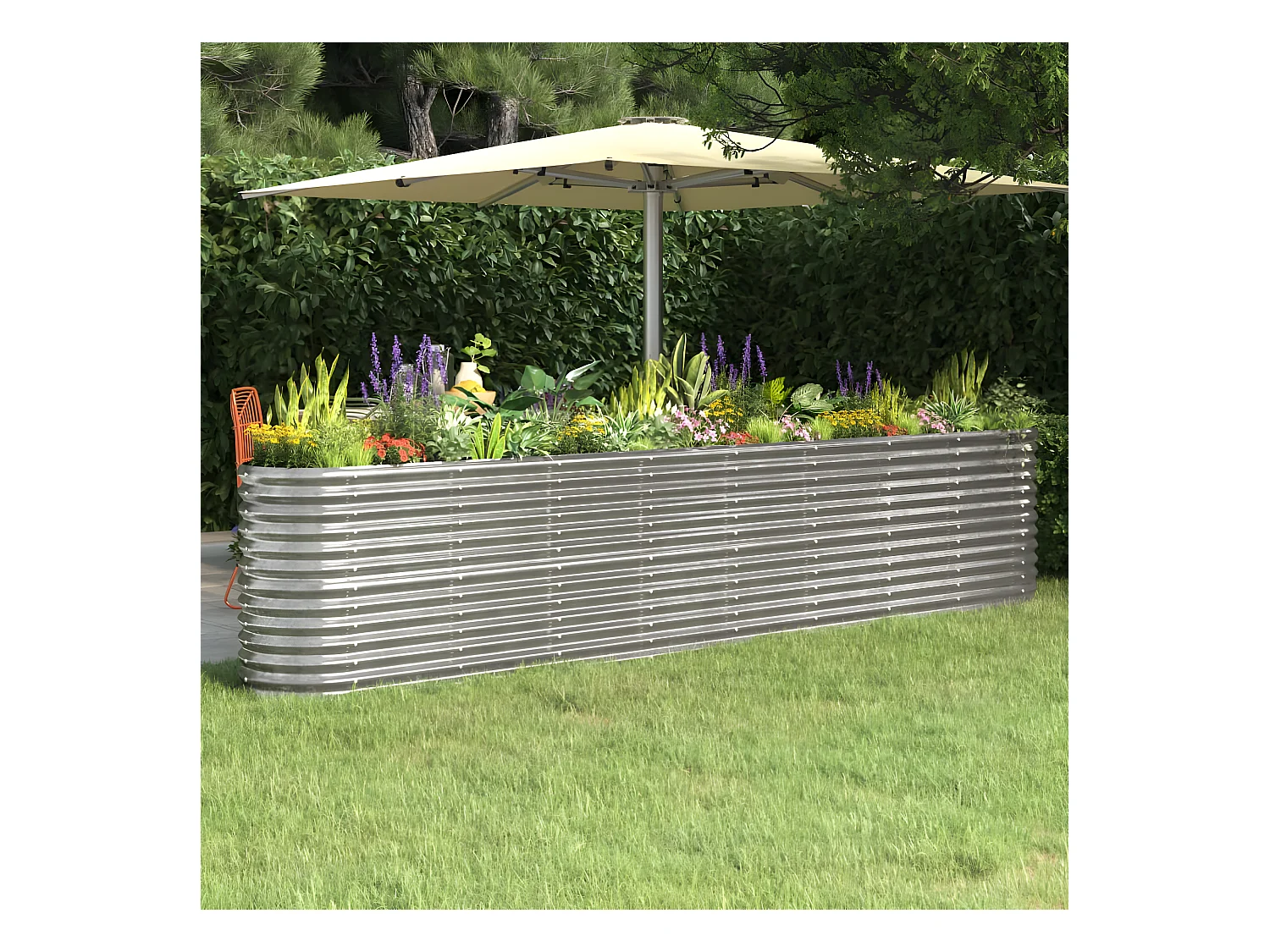 Jardinière Lit surélevé de jardin Acier enduit de poudre Argenté BE9638