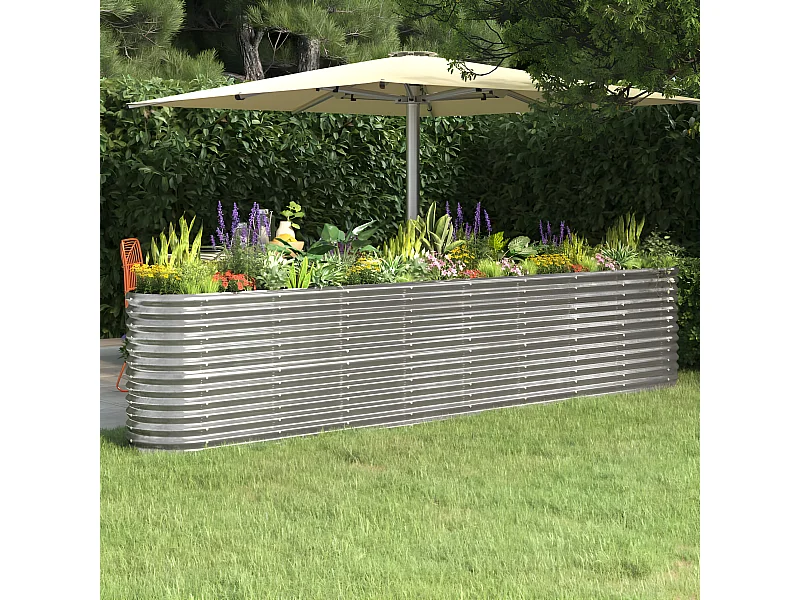Jardinière Lit surélevé de jardin Acier enduit de poudre Argenté BE9638