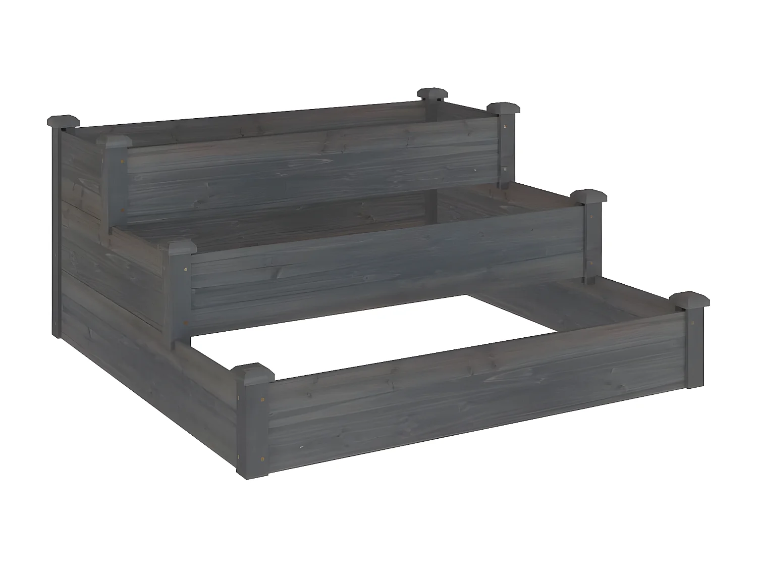Jardinera arriate madera maciza de abeto gris 120x120x56 cm ES13376
