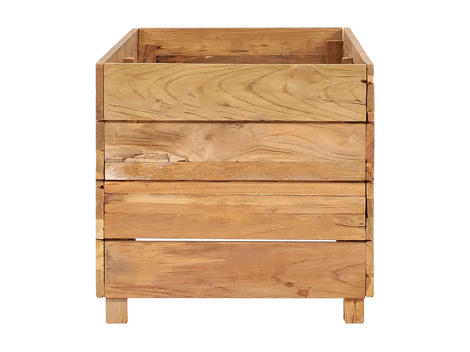 Vaso/floreira 100x40x38 cm madeira de teca reciclada e aço PT775771