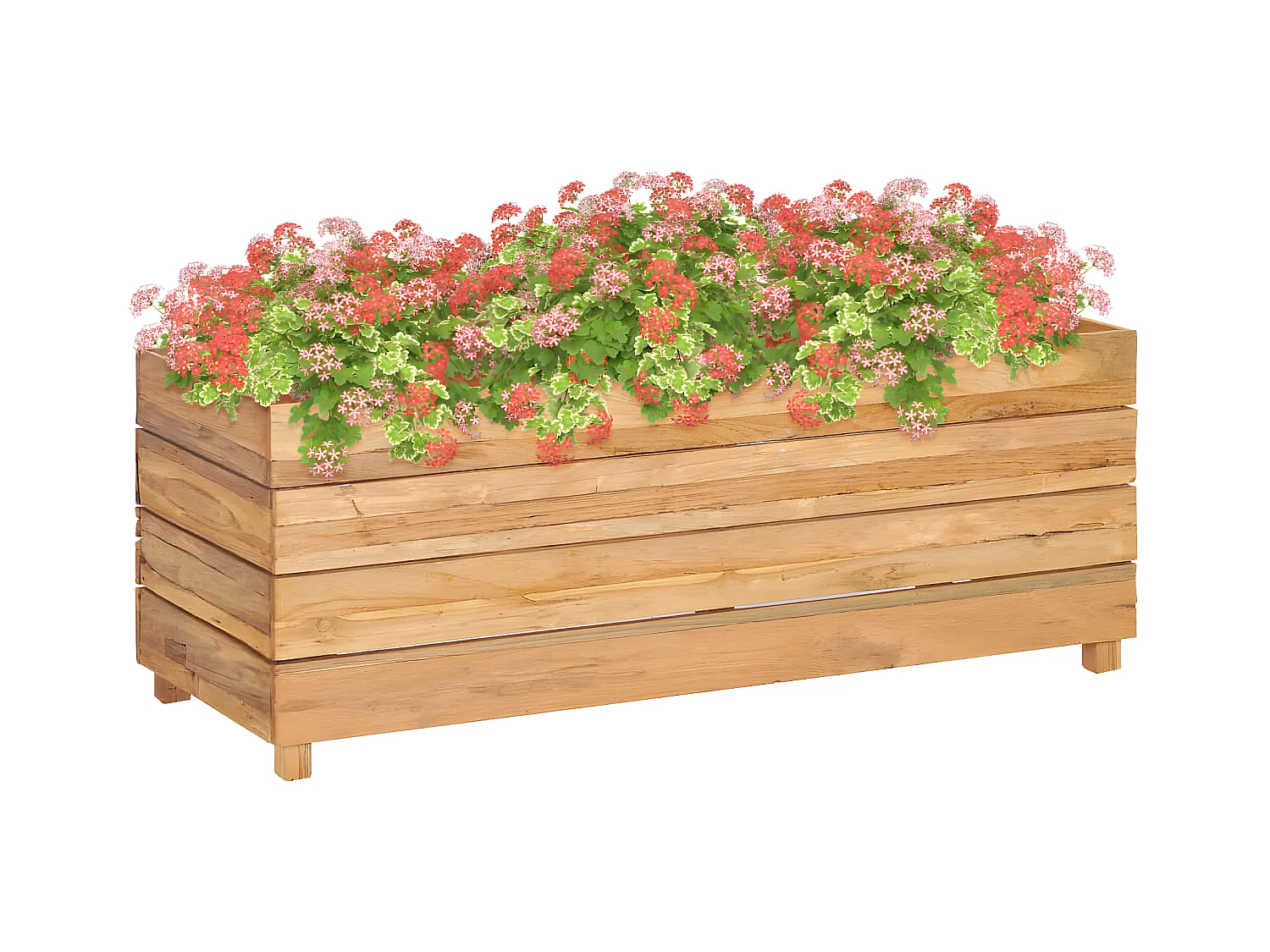 Jardinera elevado madera de teca reciclada y acero 100x40x38 cm ES28570
