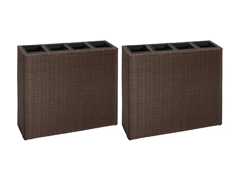 Jardinera alta con 4 macetas 2 uds ratán sintético marrón ES78879