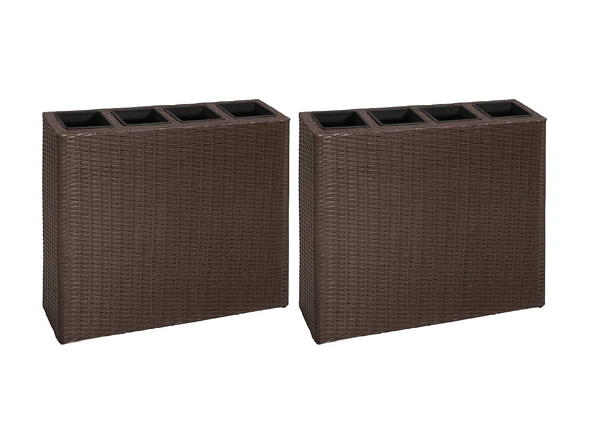 Jardinera alta con 4 macetas 2 uds ratán sintético marrón ES78879