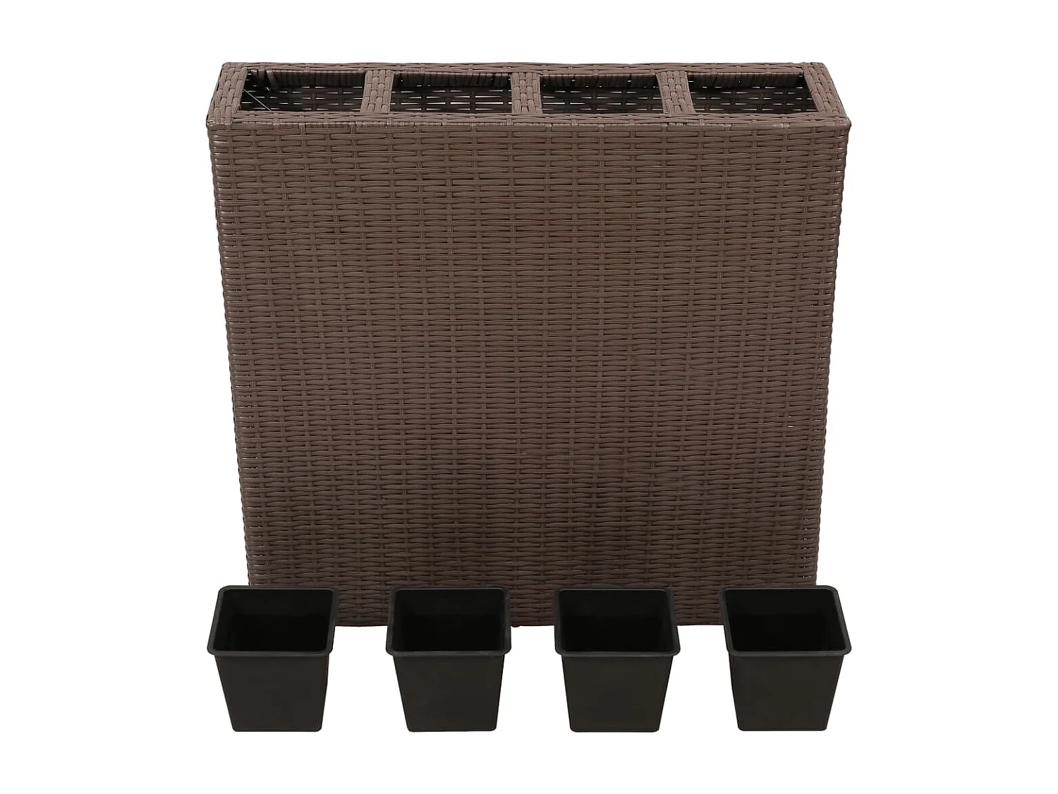 Jardinera alta con 4 macetas 2 uds ratán sintético marrón ES78879
