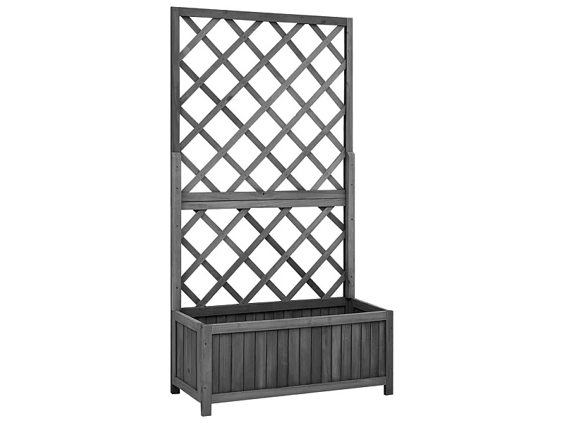 Jardinière à treillis jardin Noir 70x30x135 cm Bois de sapin BE2900