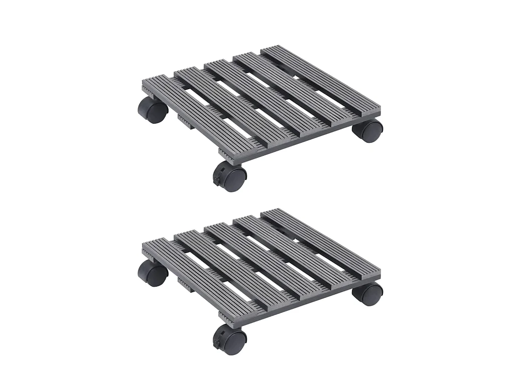 Chariots à plantes 2 pcs Gris 30x30x7,5 cm WPC BE3511
