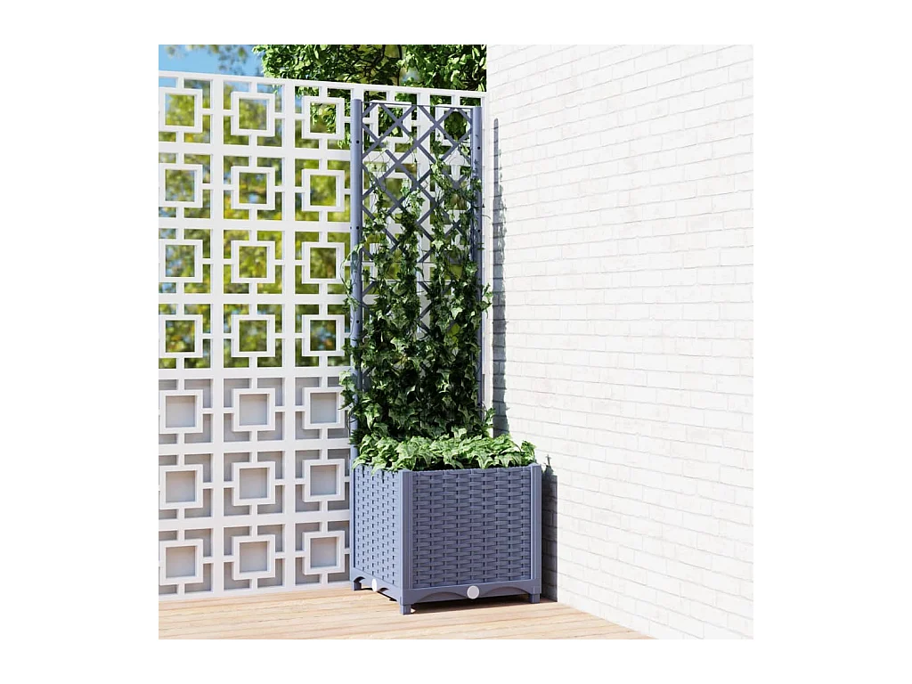 Jardinière avec treillis Gris foncé 40x40x136 cm PP BE4948