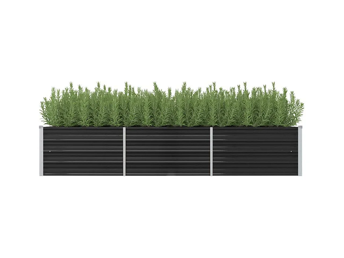 Jardinera de acero galvanizado gris antracita 240x80x45 cm ES86774