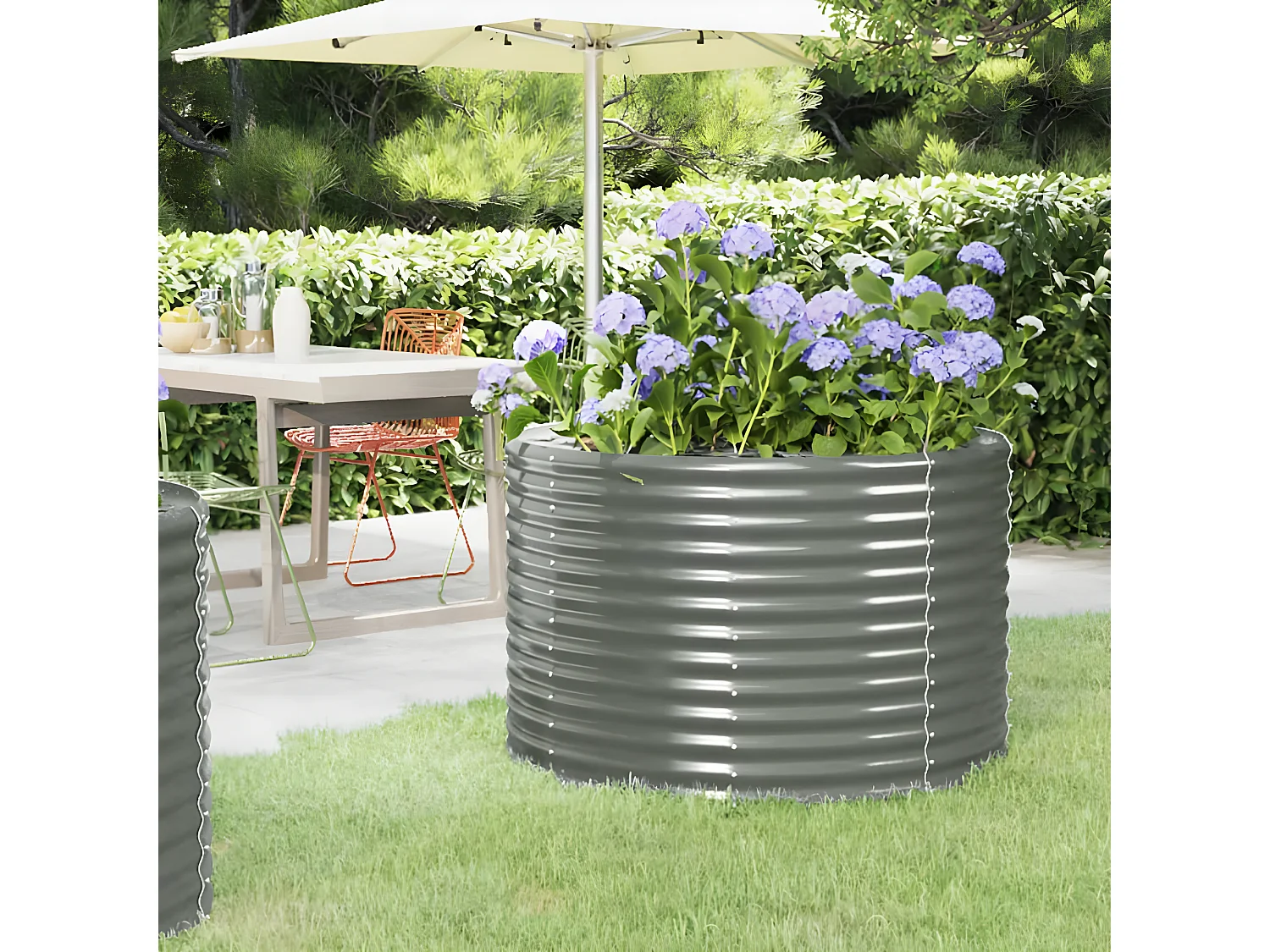 Plantenbak 100x100x68 cm gepoedercoat staal grijs