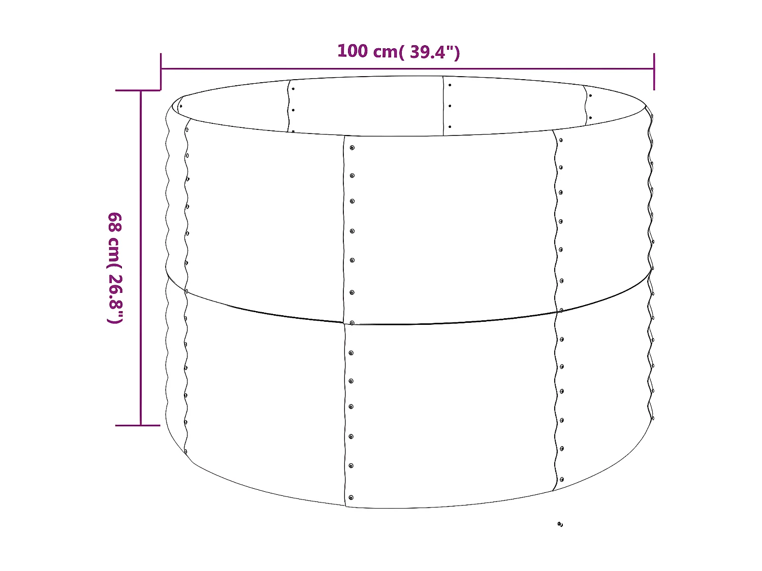 Plantenbak 100x100x68 cm gepoedercoat staal grijs