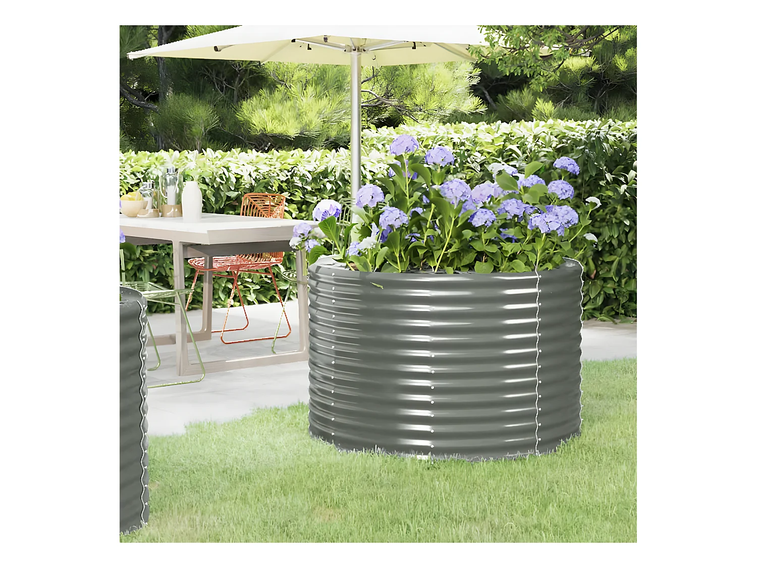 Jardinera arriate acero recubrimiento polvo gris 100x100x68 cm ES75704