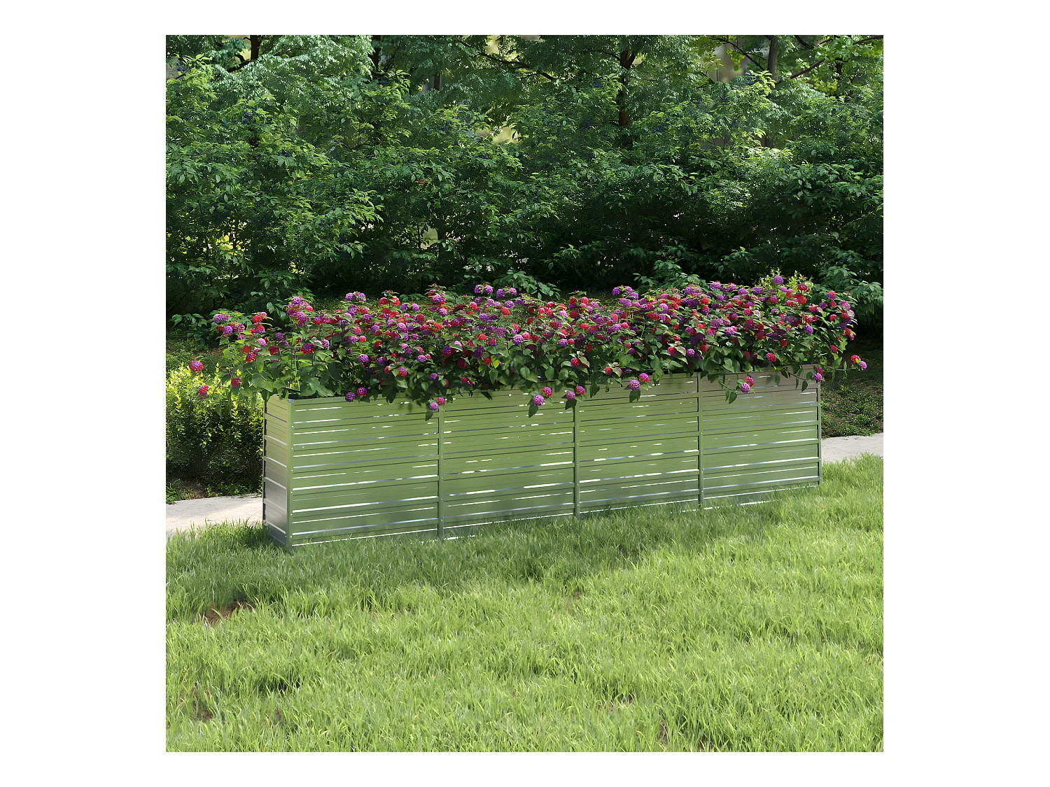 Jardinera de acero galvanizado plateado 320x40x77 cm ES56572