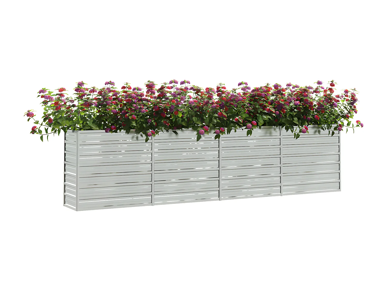 Jardinera de acero galvanizado plateado 320x40x77 cm ES56572
