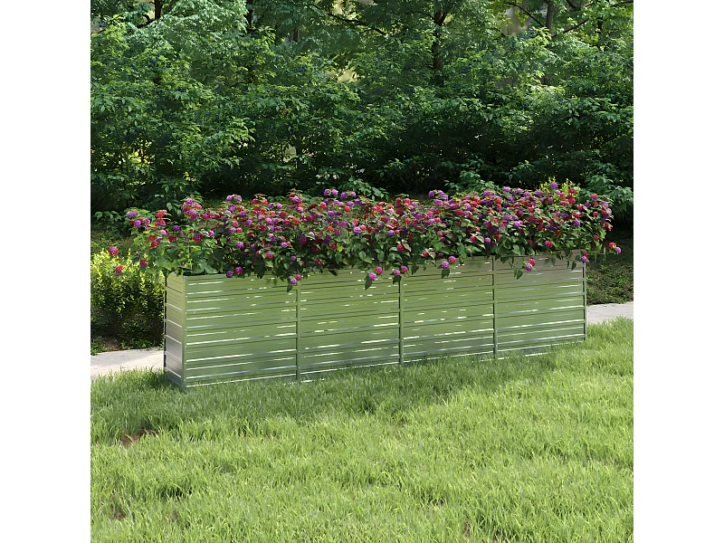 Jardinera de acero galvanizado plateado 320x40x77 cm ES56572