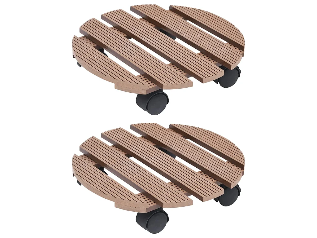 Suportes com rodas para vasos 2 pcs Ø30x7,5 cm WPC castanho PT652917
