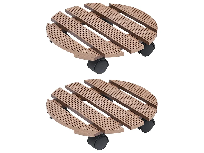 Suportes com rodas para vasos 2 pcs Ø30x7,5 cm WPC castanho PT652917