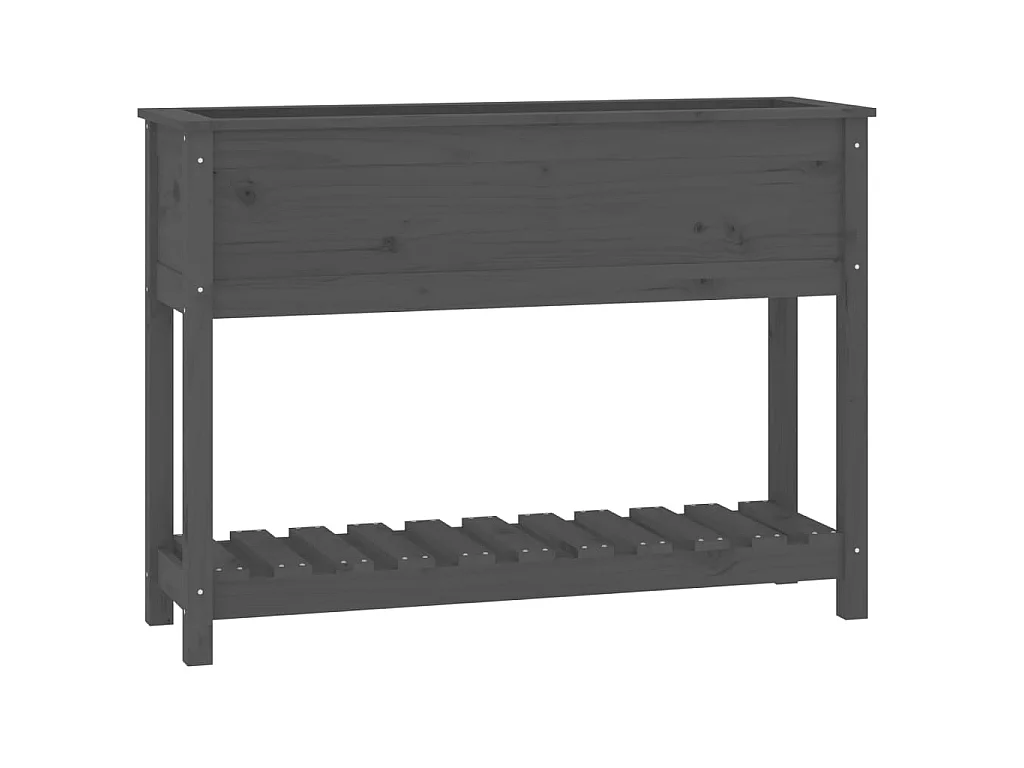 Jardinière avec étagère Gris 111,5x34,5x81cm Bois massif de pin BE2453