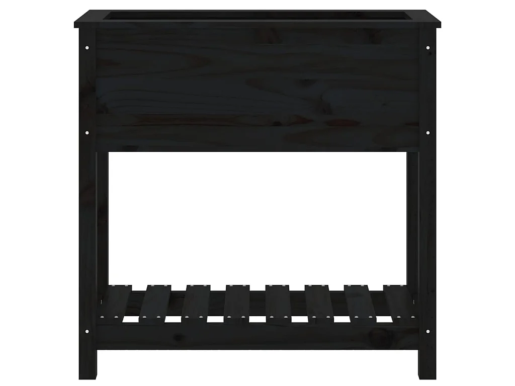 Jardinière avec étagère Noir 82,5x34,5x81 cm Bois massif de pin BE3682