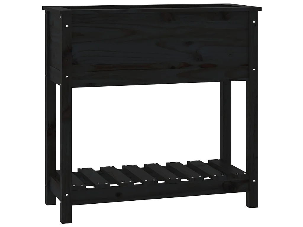 Jardinière avec étagère Noir 82,5x34,5x81 cm Bois massif de pin BE3682