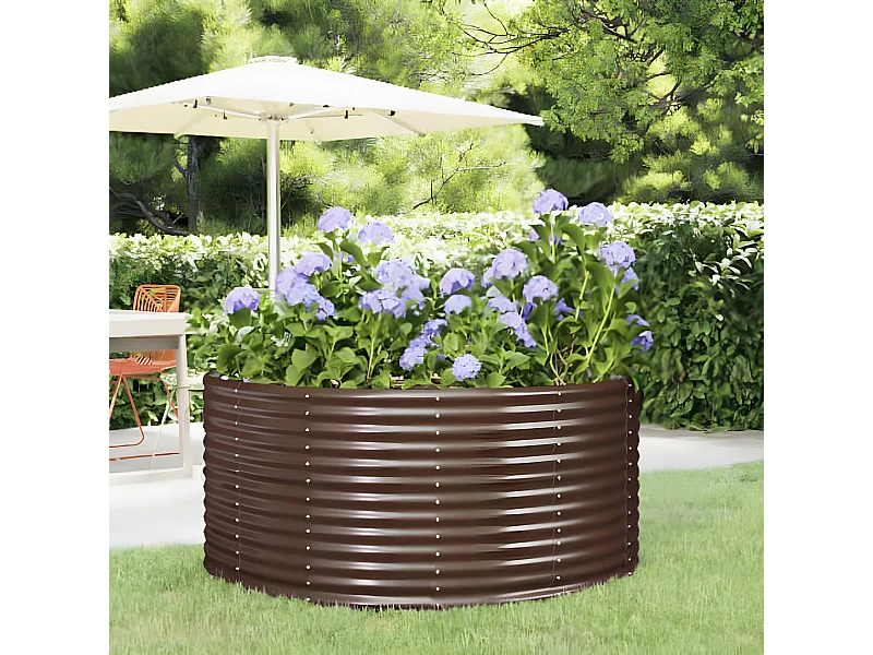 Jardinera acero con recubrimiento en polvo marrón 140x140x68 cm ES50014