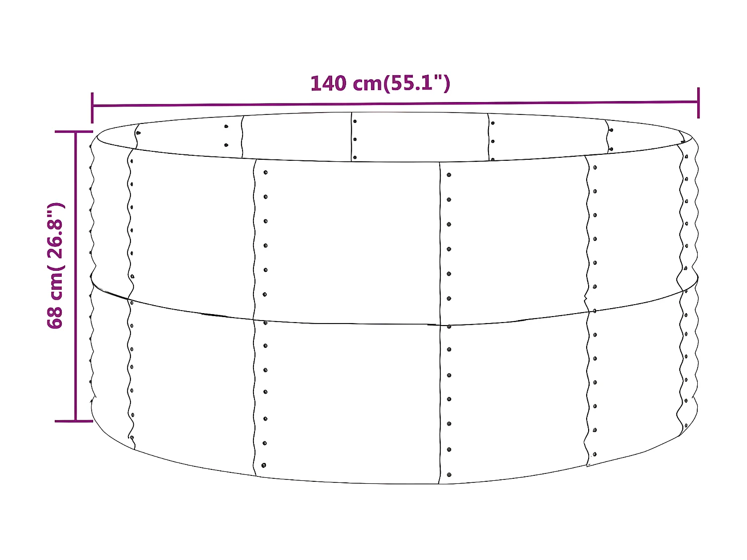 Jardinera acero con recubrimiento en polvo marrón 140x140x68 cm ES50014