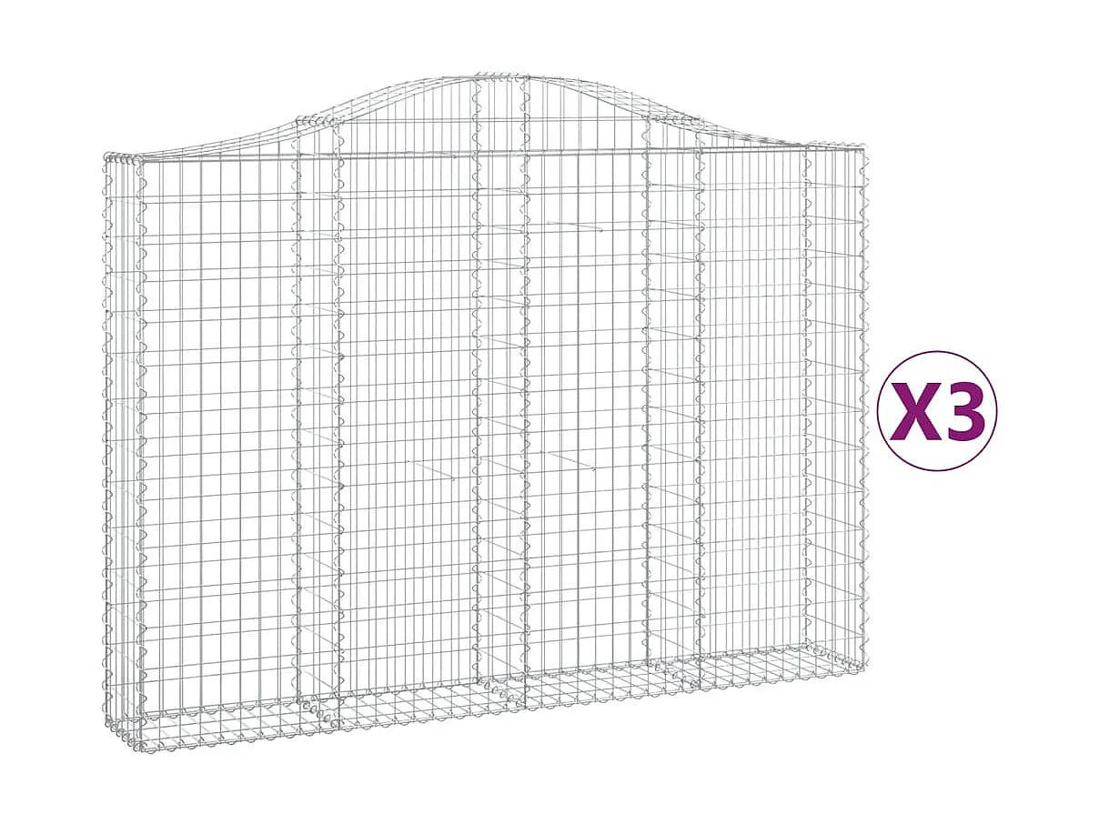 Schanskorven 3 st gewelfd 200x30x140/160 cm ijzer NL809113