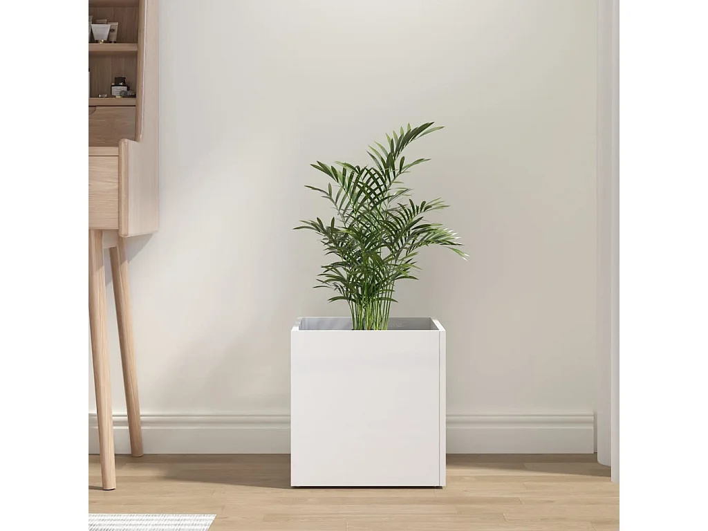 Plantenbak 40x40x40 cm bewerkt hout hoogglans wit NL761205