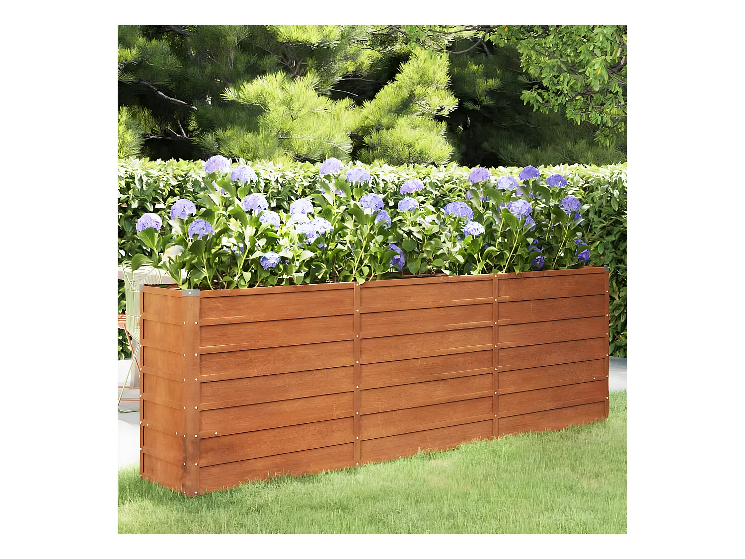 Jardinera oxidado de acero corten 240x40x77 cm ES74190