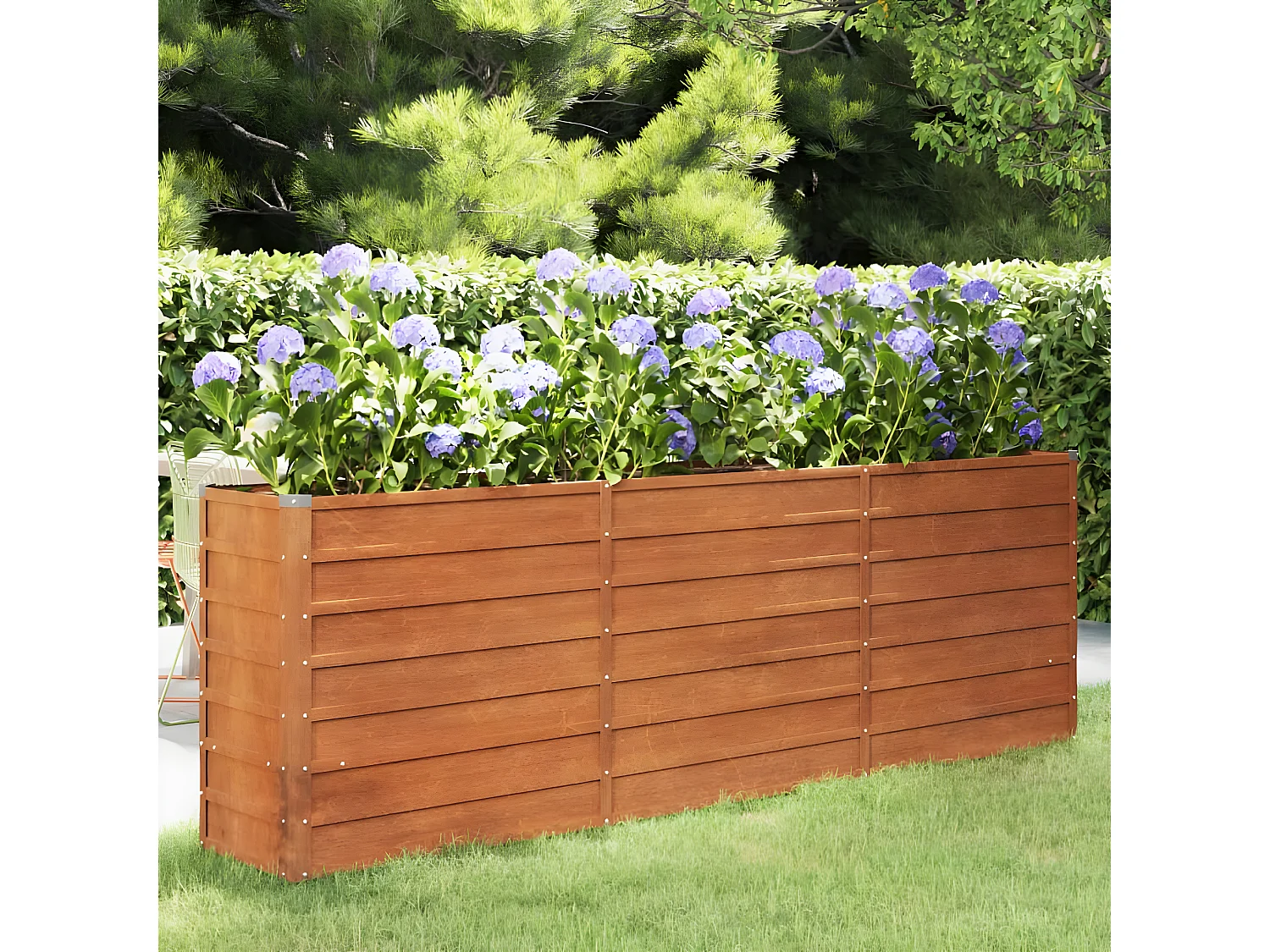 Jardinera oxidado de acero corten 240x40x77 cm ES74190