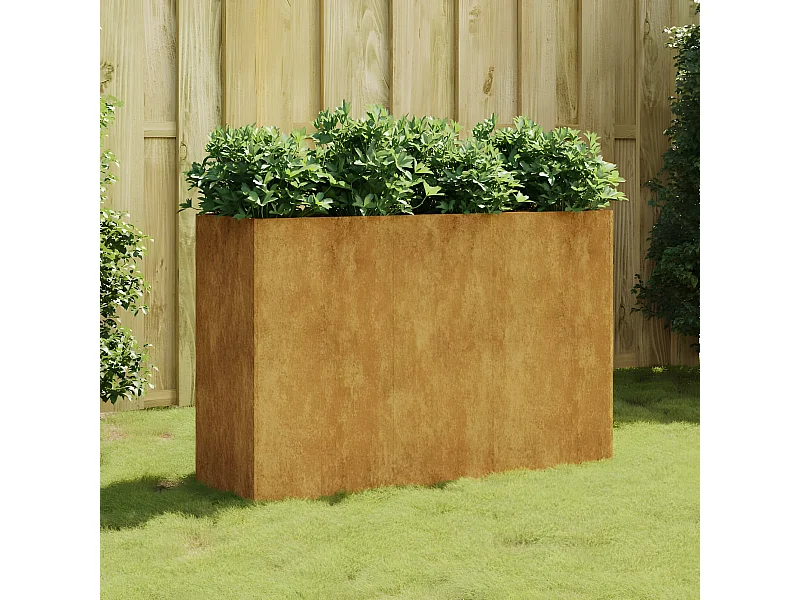 Canteiro elevado de jardim 120x40x80 cm aço corten PT701026