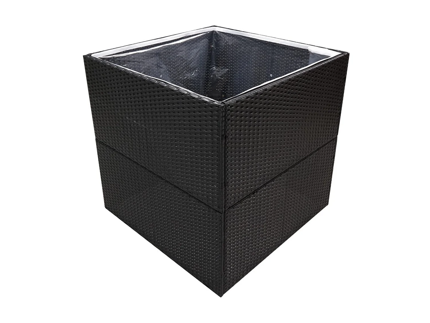 Jardinera de ratán sintético negra 80x80x80 cm ES10127