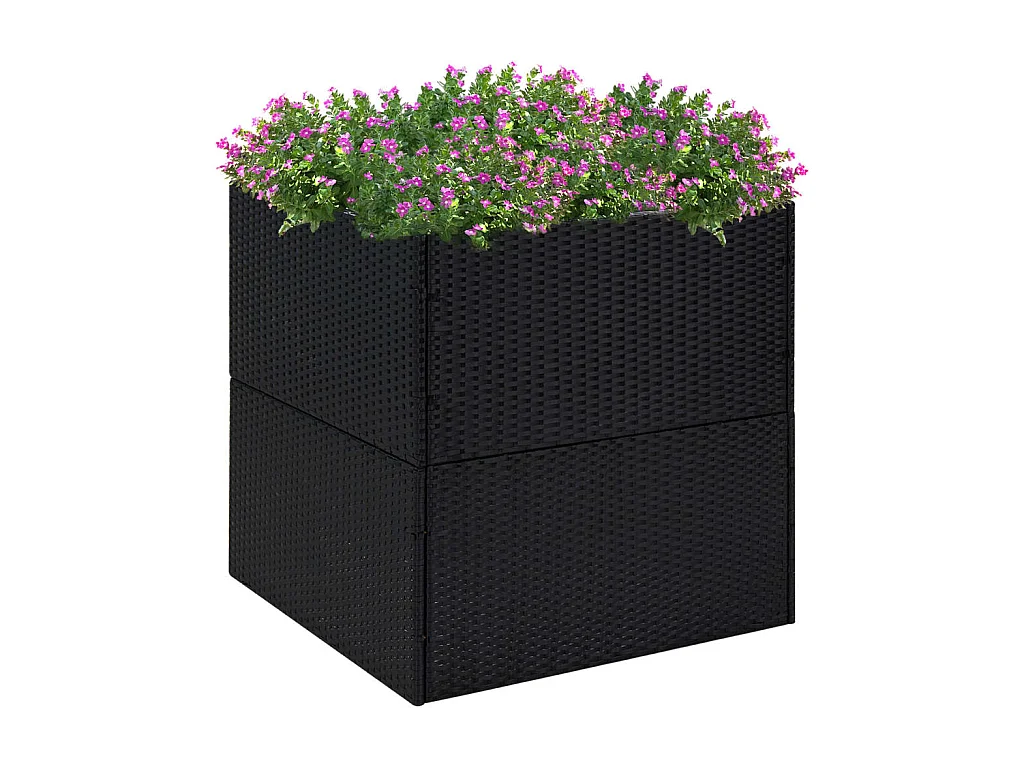 Jardinière Noir 80x80x80 cm Résine tressée BE5036