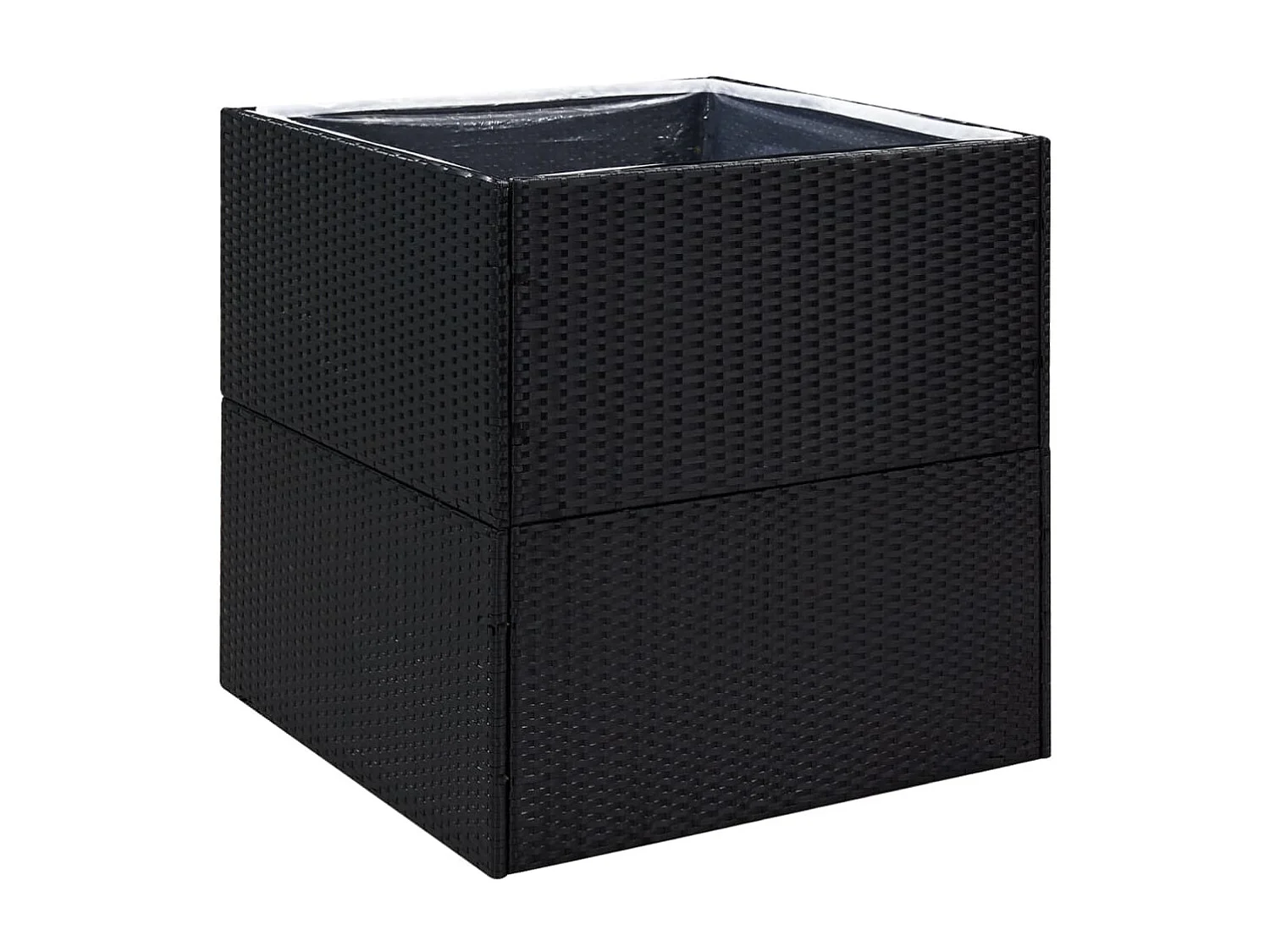 Jardinière Noir 80x80x80 cm Résine tressée BE5036