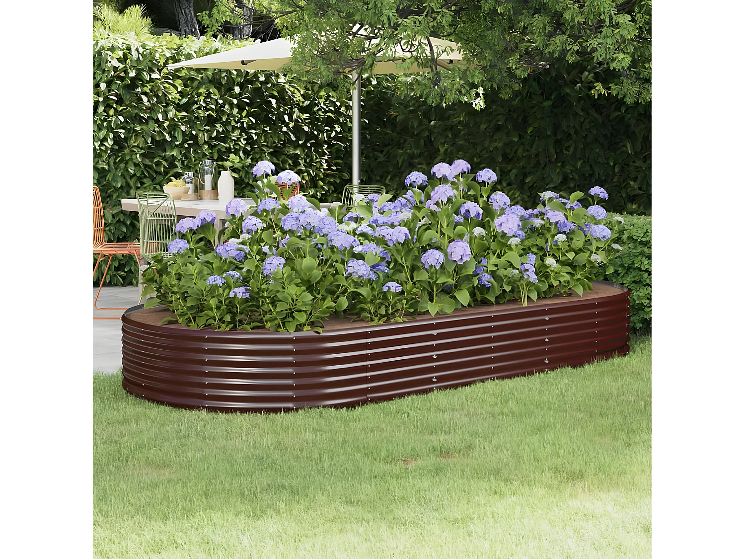 Jardinière Lit surélevé de jardin Acier enduit de poudre marron PJHR97984