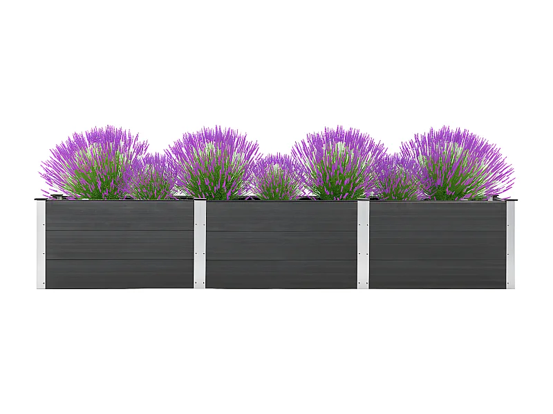 Plate-forme surélevée de jardin 300x50x54 cm WPC Gris BE2161