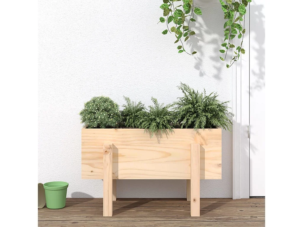 Jardinera madera maciza de pino 62x30x38 cm ES80658