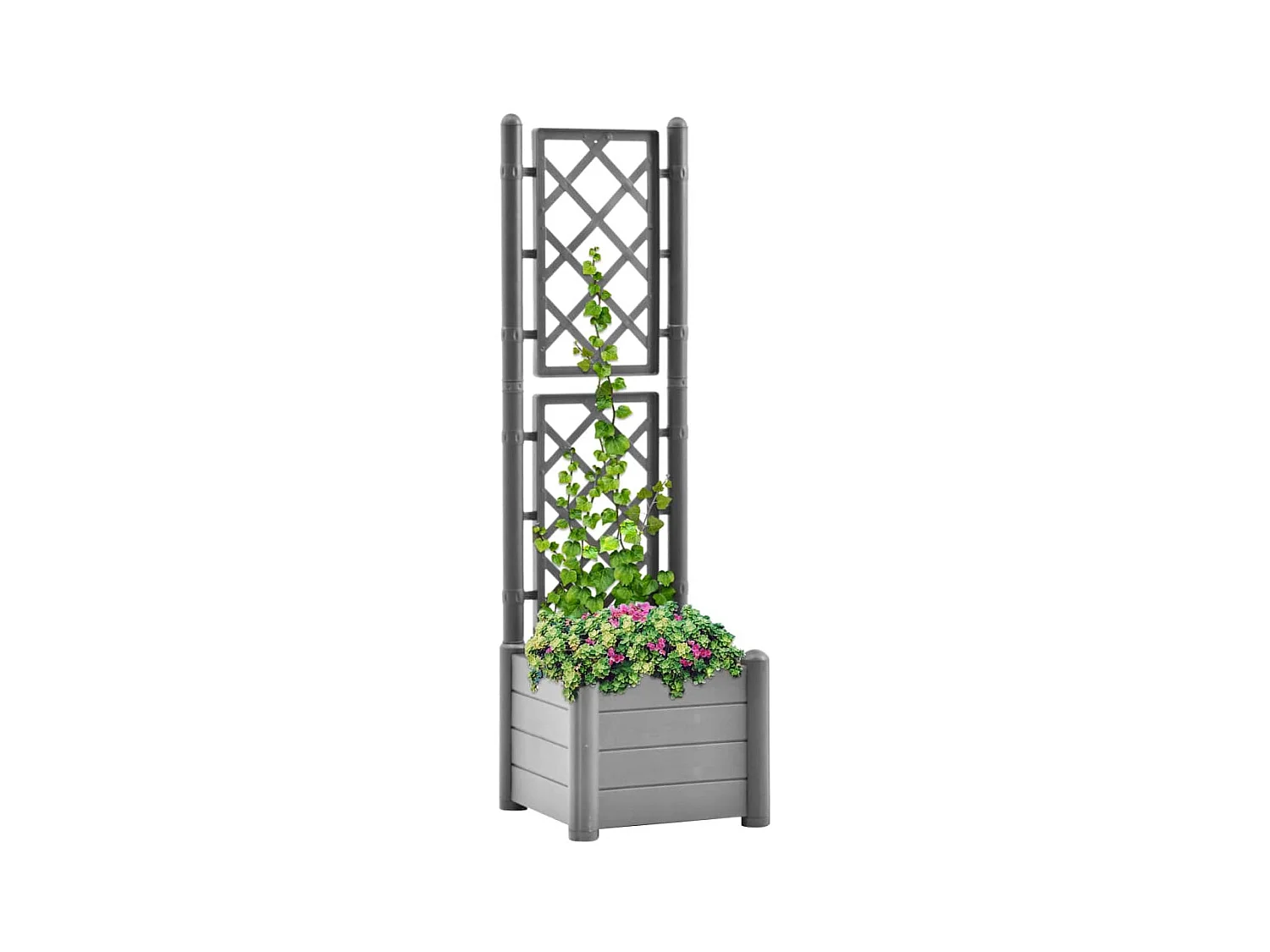 Jardinière avec treillis 43x43x142 cm PP Gris pierre BE2320