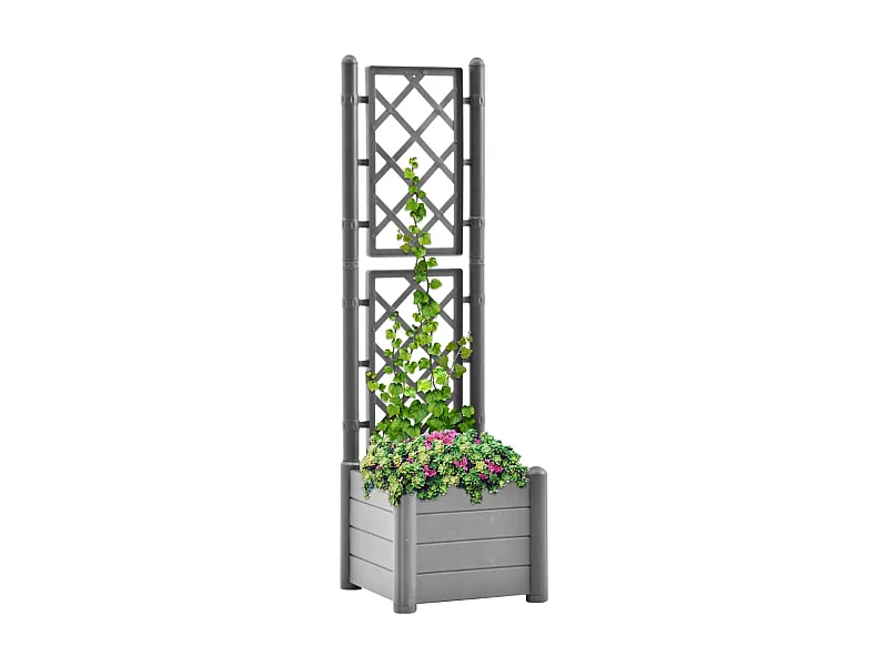 Jardinière avec treillis 43x43x142 cm PP Gris pierre BE2320