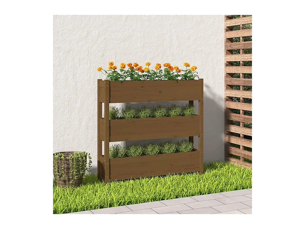 Jardinière Marron miel 112x25x104,5 cm Bois massif de pin BE2002