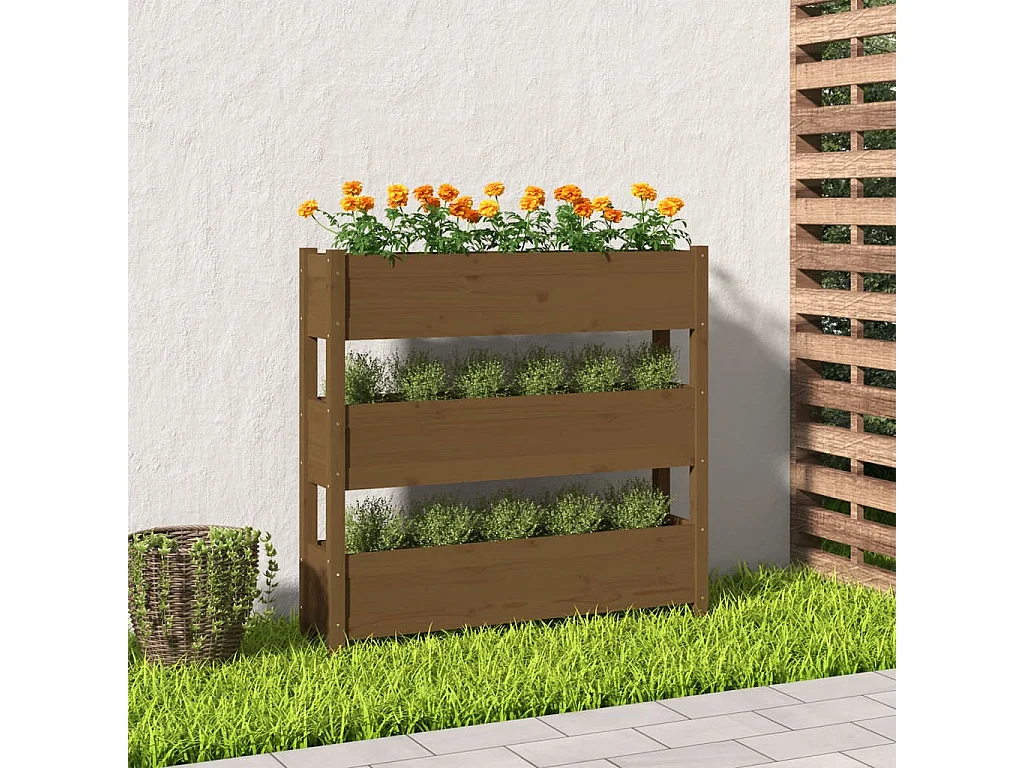 Jardinière Marron miel 112x25x104,5 cm Bois massif de pin BE2002