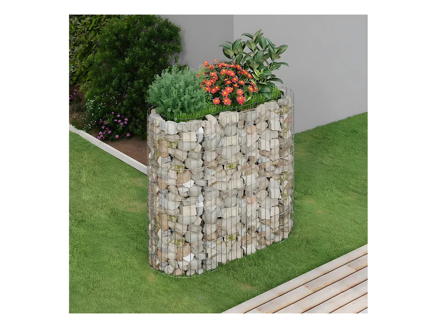 Arriate de gaviones de hierro galvanizado 120x50x100 cm ES58092