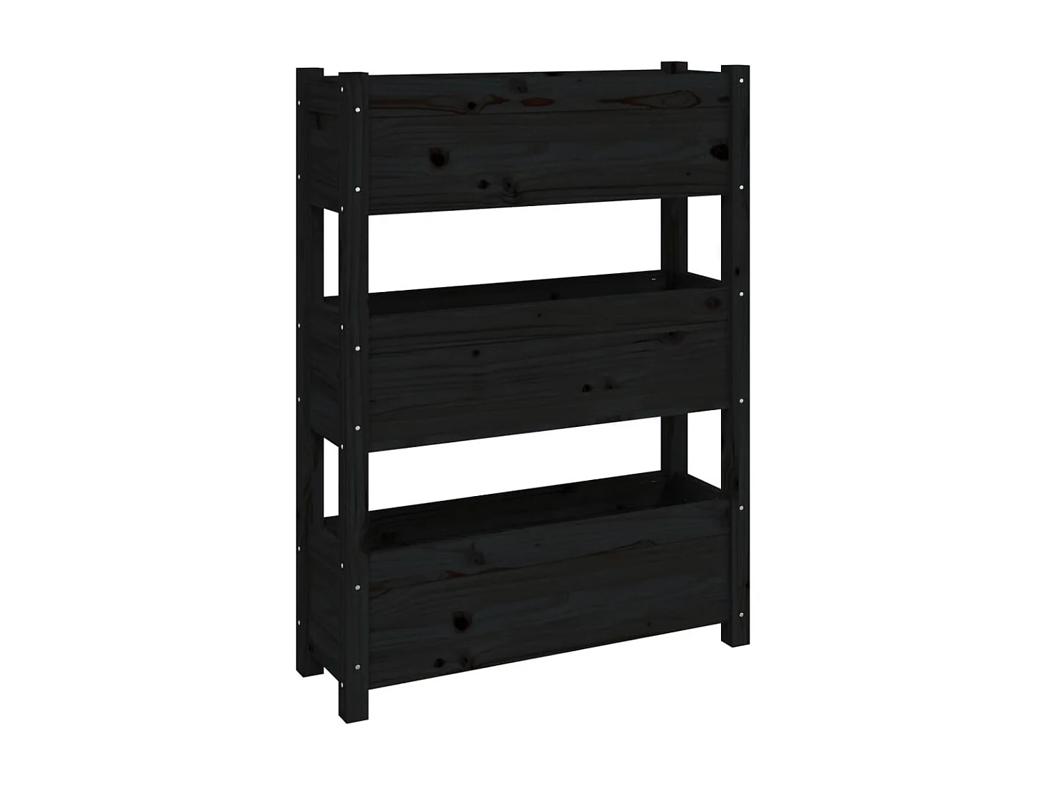 Jardinière Noir 77x25x104,5 cm Bois massif de pin BE3379