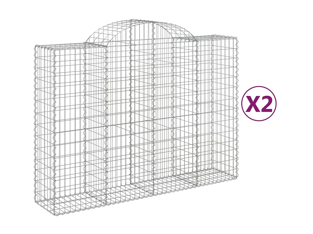 Paniers à gabions arqués 2 pcs 200x50x140/160 cm Fer galvanisé WVGQ7673
