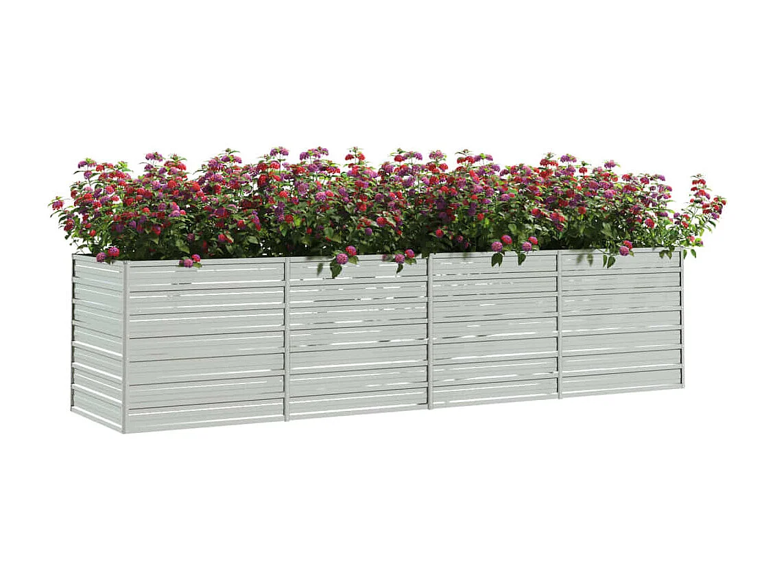 Jardinera de acero galvanizado plateado 320x80x77 cm ES53946