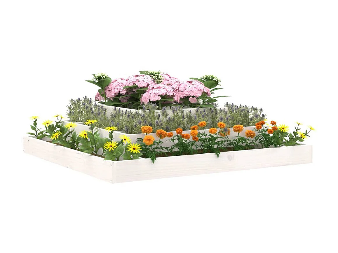 Jardinera madera maciza de pino blanco 110x110x27 cm ES52306