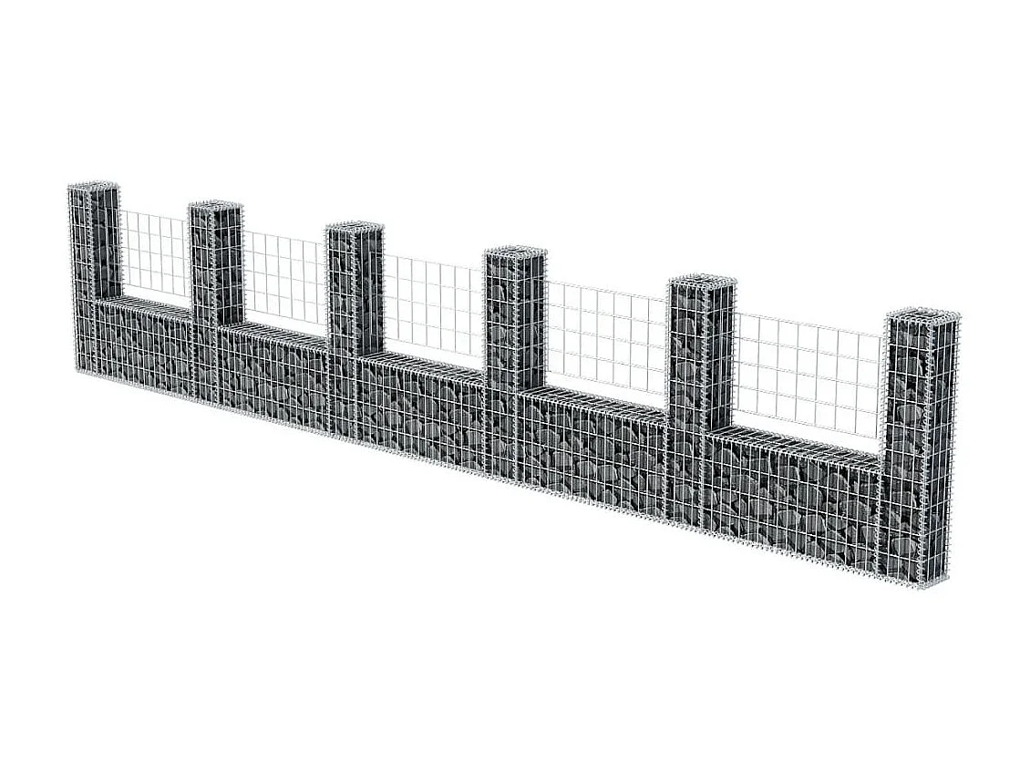 Mur de gabion en forme de U Acier galvanisé 570x20x100 cm WVGQ1902